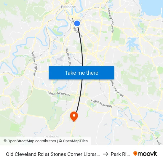 Old Cleveland Rd at Stones Corner Library, Stop 17 to Park Ridge map