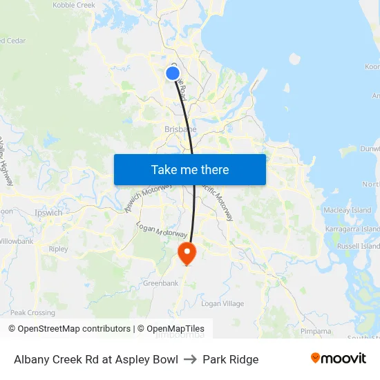 Albany Creek Rd at Aspley Bowl to Park Ridge map