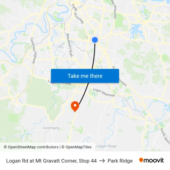 Logan Rd at Mt Gravatt Corner, Stop 44 to Park Ridge map