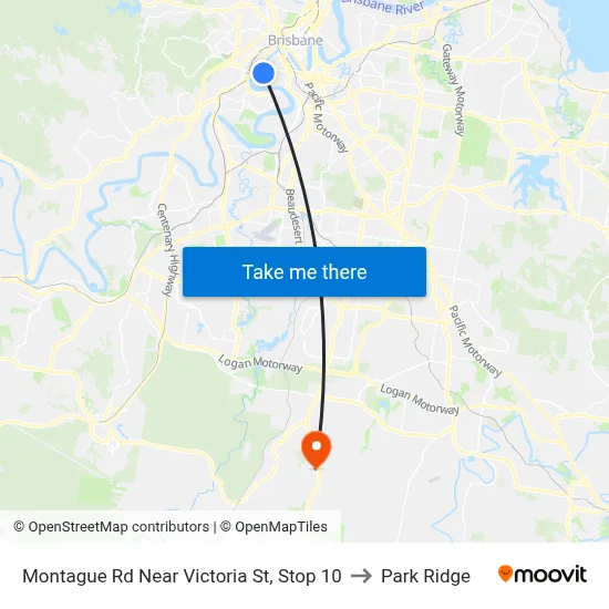 Montague Rd Near Victoria St, Stop 10 to Park Ridge map
