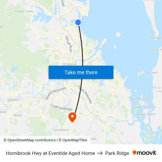 Hornibrook Hwy at Eventide Aged Home to Park Ridge map