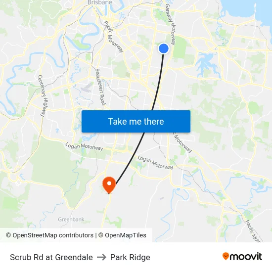 Scrub Rd at Greendale to Park Ridge map