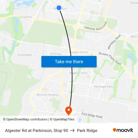 Algester Rd at Parkinson, Stop 90 to Park Ridge map