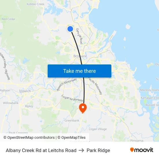 Albany Creek Rd at Leitchs Road to Park Ridge map