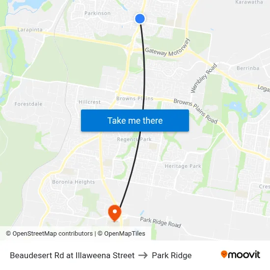 Beaudesert Rd at Illaweena Street to Park Ridge map