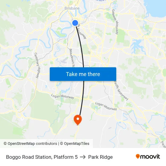 Boggo Road Station, Platform 5 to Park Ridge map