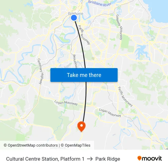 Cultural Centre Station, Platform 1 to Park Ridge map