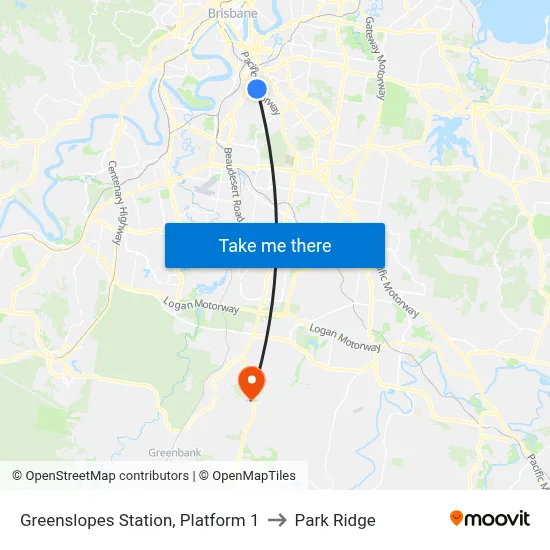 Greenslopes Station, Platform 1 to Park Ridge map