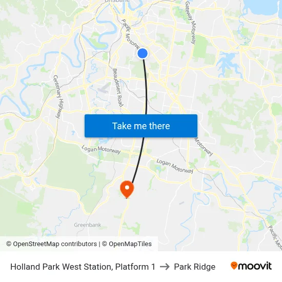 Holland Park West Station, Platform 1 to Park Ridge map
