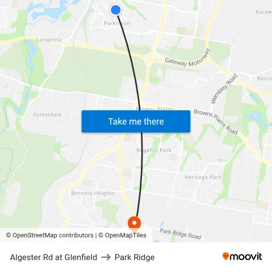 Algester Rd at Glenfield to Park Ridge map