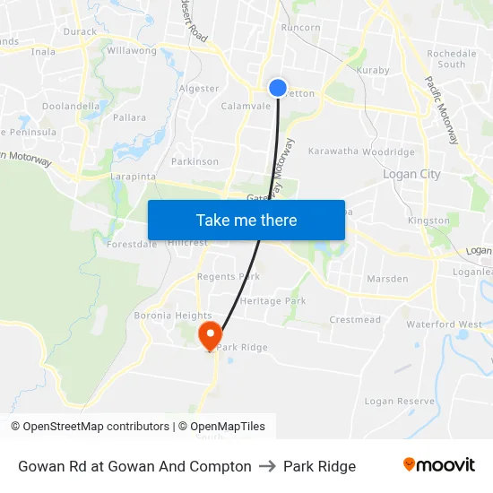 Gowan Rd at Gowan And Compton to Park Ridge map
