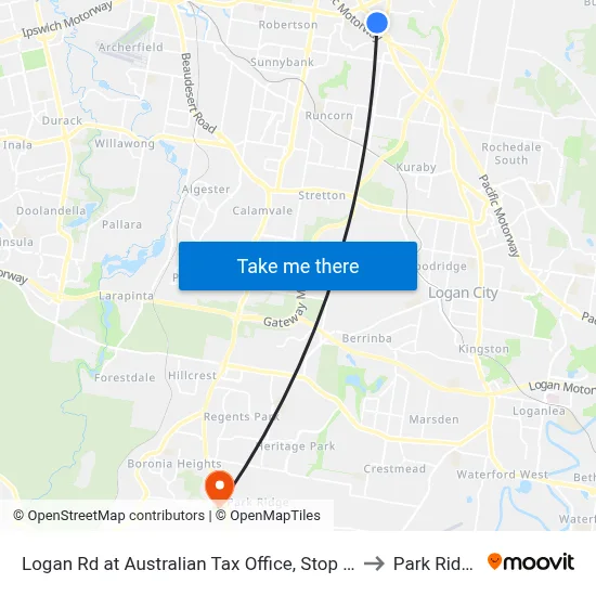Logan Rd at Australian Tax Office, Stop 80 to Park Ridge map