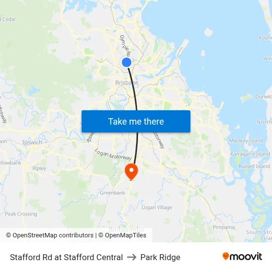 Stafford Rd at Stafford Central to Park Ridge map