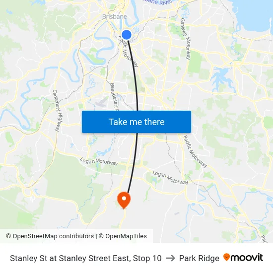 Stanley St at Stanley Street East, Stop 10 to Park Ridge map