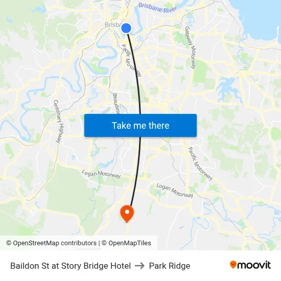 Baildon St at Story Bridge Hotel to Park Ridge map