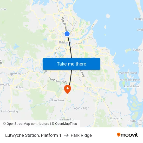 Lutwyche Station, Platform 1 to Park Ridge map