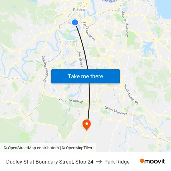 Dudley St at Boundary Street, Stop 24 to Park Ridge map