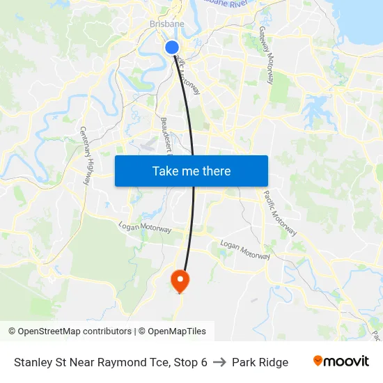 Stanley St Near Raymond Tce, Stop 6 to Park Ridge map