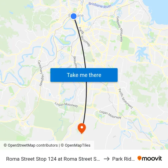 Roma Street Stop 124 at Roma Street Station to Park Ridge map