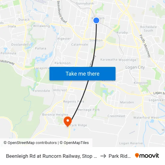 Beenleigh Rd at Runcorn Railway, Stop 72 to Park Ridge map