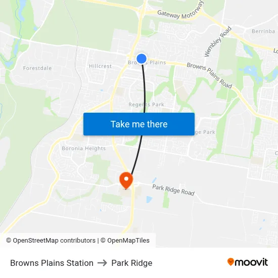 Browns Plains Station to Park Ridge map