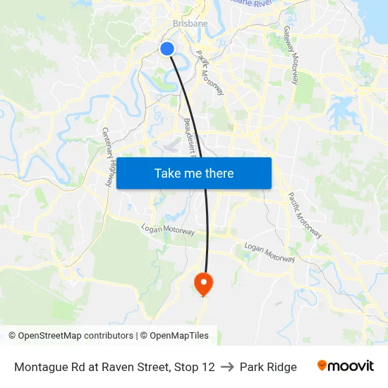 Montague Rd at Raven Street, Stop 12 to Park Ridge map