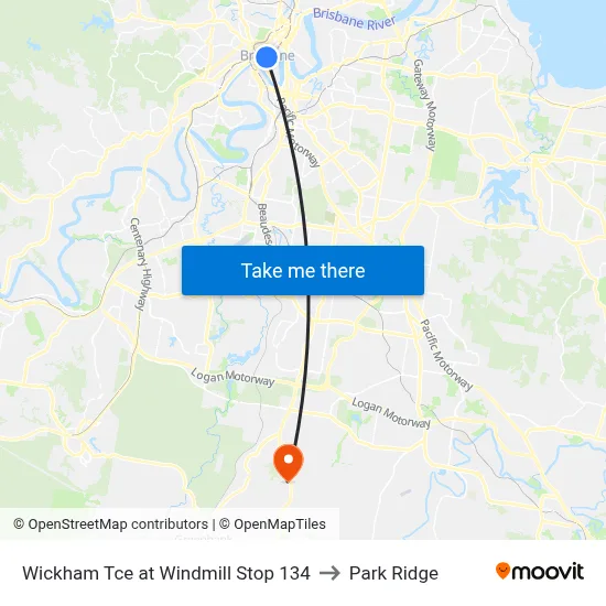 Wickham Tce at Windmill Stop 134 to Park Ridge map