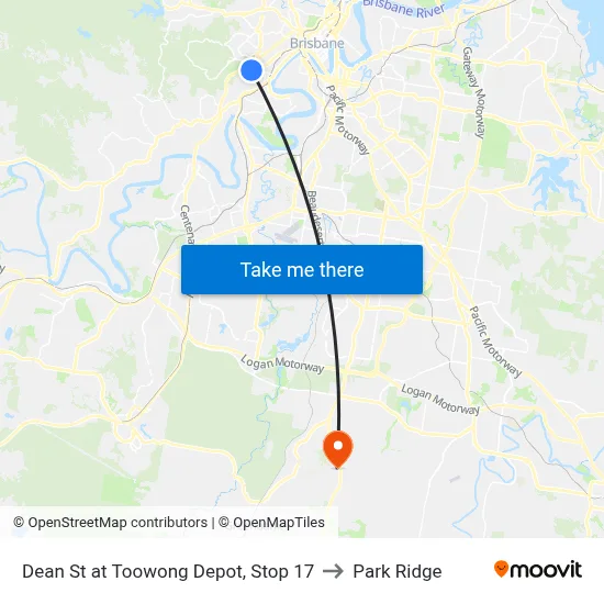 Dean St at Toowong Depot, Stop 17 to Park Ridge map
