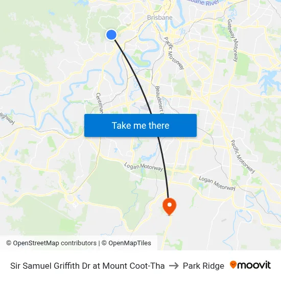 Sir Samuel Griffith Dr at Mount Coot-Tha to Park Ridge map
