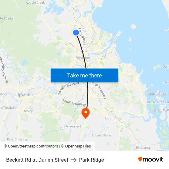 Beckett Rd at Darien Street to Park Ridge map
