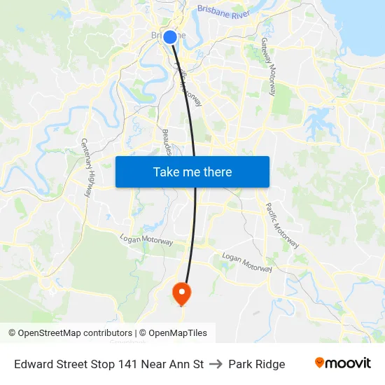 Edward Street Stop 141 Near Ann St to Park Ridge map