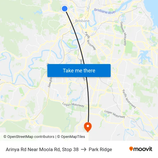 Arinya Rd Near Moola Rd, Stop 38 to Park Ridge map