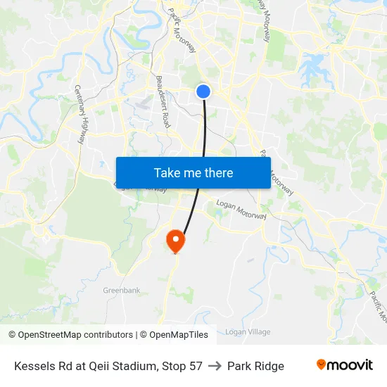 Kessels Rd at Qeii Stadium, Stop 57 to Park Ridge map
