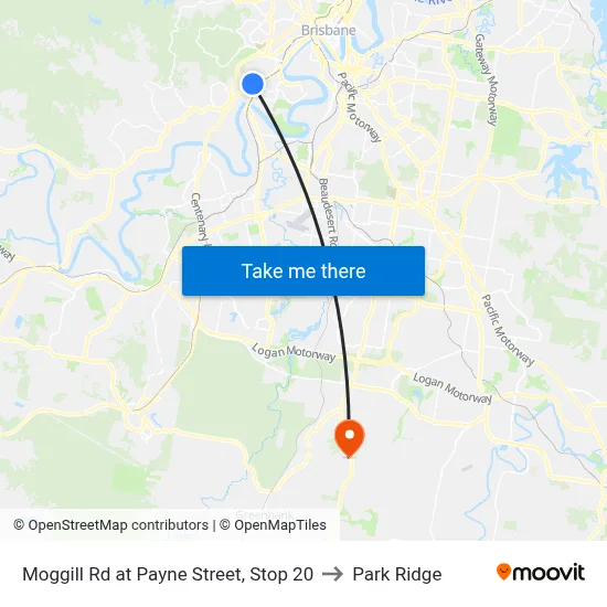 Moggill Rd at Payne Street, Stop 20 to Park Ridge map
