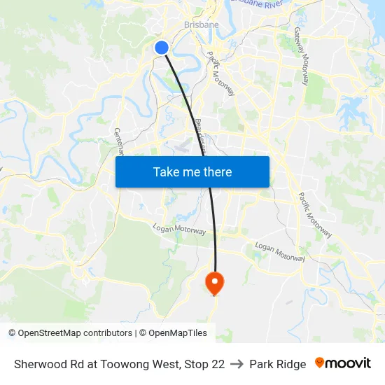 Sherwood Rd at Toowong West, Stop 22 to Park Ridge map