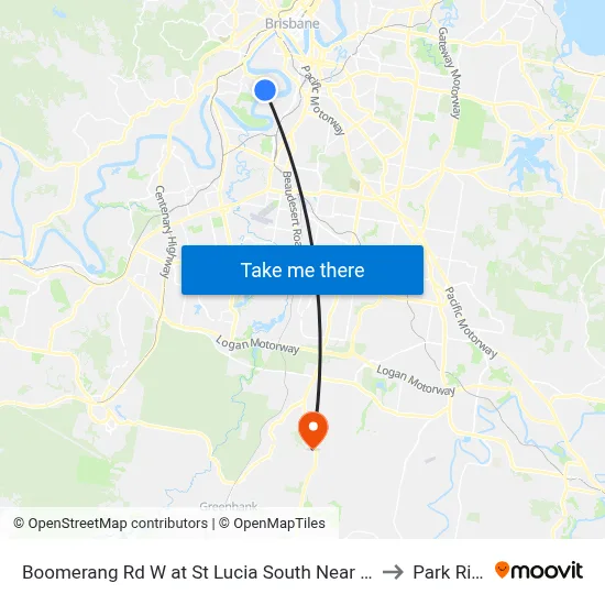 Boomerang Rd W at St Lucia South Near Hawken Dr to Park Ridge map