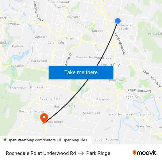 Rochedale Rd at Underwood Rd to Park Ridge map
