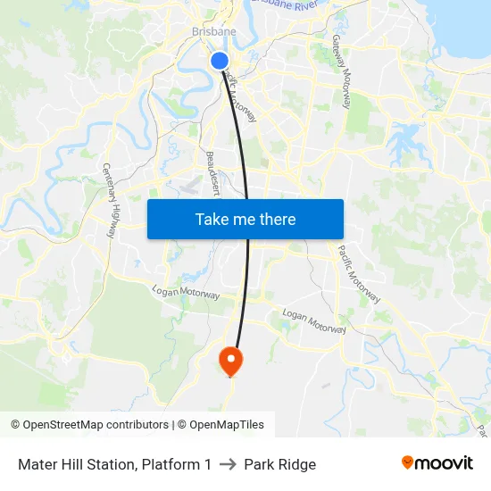 Mater Hill Station, Platform 1 to Park Ridge map