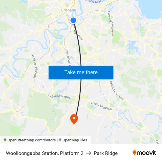 Woolloongabba Station, Platform 2 to Park Ridge map