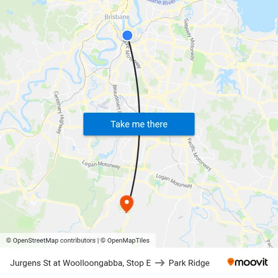 Jurgens St at Woolloongabba, Stop E to Park Ridge map