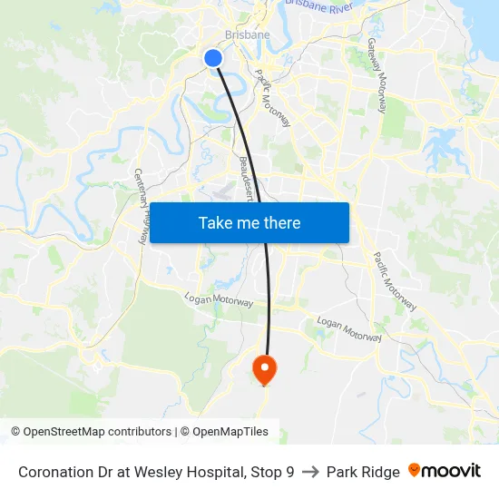 Coronation Dr at Wesley Hospital, Stop 9 to Park Ridge map