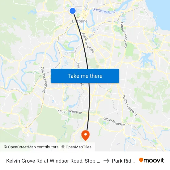 Kelvin Grove Rd at Windsor Road, Stop 16 to Park Ridge map