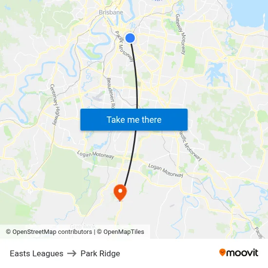 Easts Leagues to Park Ridge map