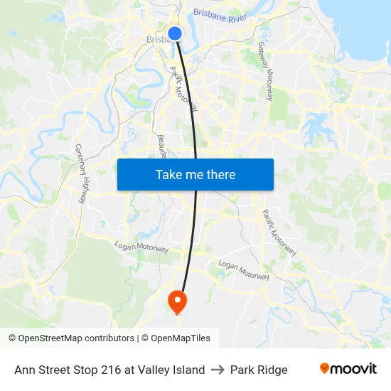 Ann Street Stop 216 at Valley Island to Park Ridge map