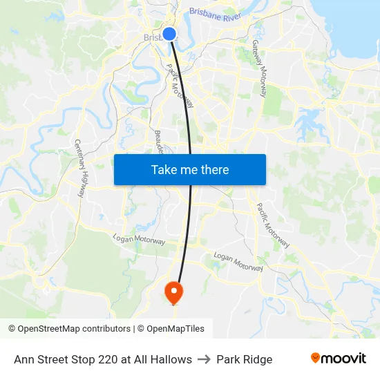 Ann Street Stop 220 at All Hallows to Park Ridge map