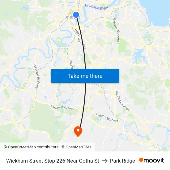 Wickham Street Stop 226 Near Gotha St to Park Ridge map