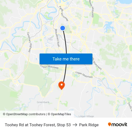 Toohey Rd at Toohey Forest, Stop 53 to Park Ridge map