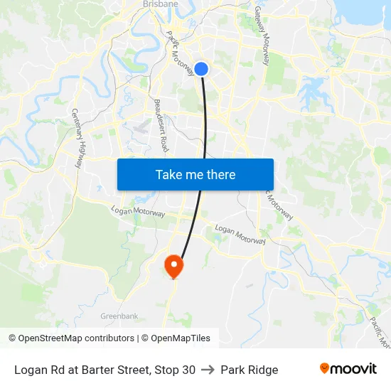 Logan Rd at Barter Street, Stop 30 to Park Ridge map