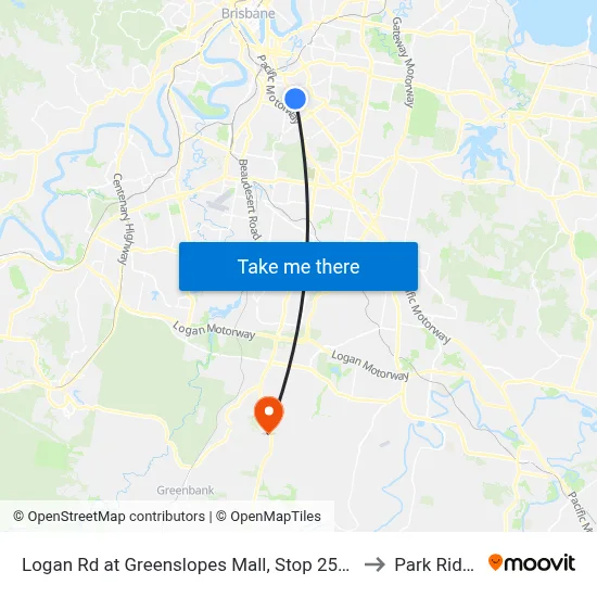Logan Rd at Greenslopes Mall, Stop 25/24 to Park Ridge map