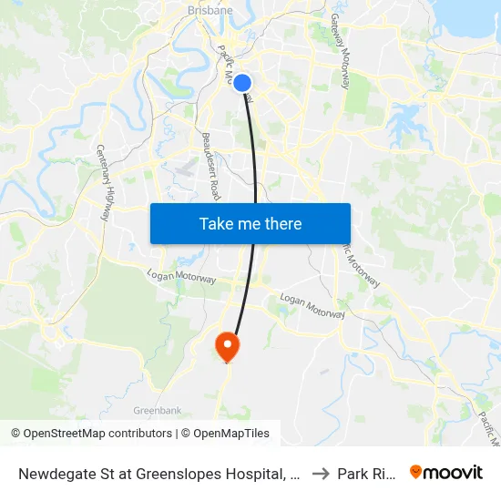 Newdegate St at Greenslopes Hospital, Stop 23 to Park Ridge map